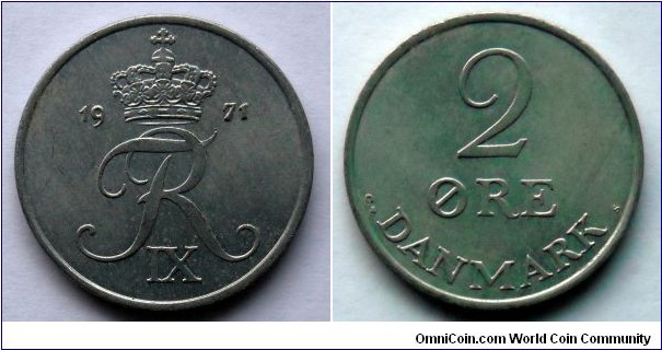Denmark 2 ore.
1971, Zinc (VI)