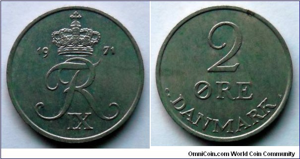 Denmark 2 ore.
1971, Zinc (VII)