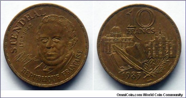 France 10 francs.
1983, Stendhal