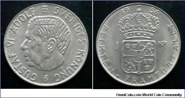 Sweden 1 krona.
1956, Ag 400.