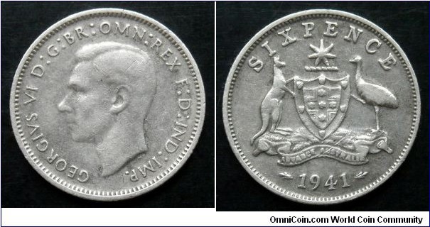 Australia 6 pence.
1941, Ag 925.