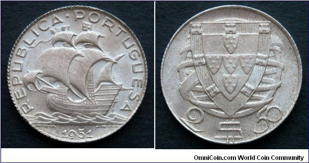 Portugal 2,50 escudos.
1951, Ag 650.