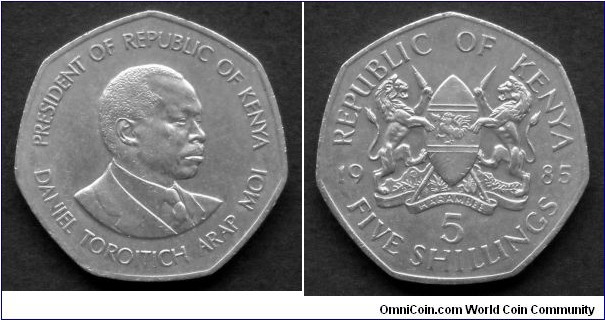 Kenya 5 shillings.
1985 (III)