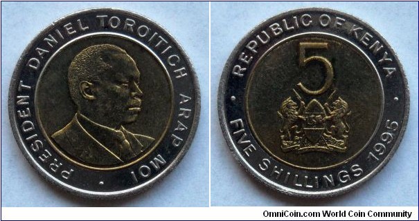 Kenya 5 shillings.
1995
