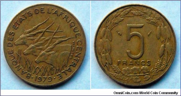 Central African States 5 francs.
1979