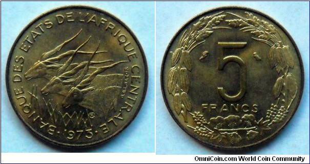 Central African States 5 francs.
1973 (II)