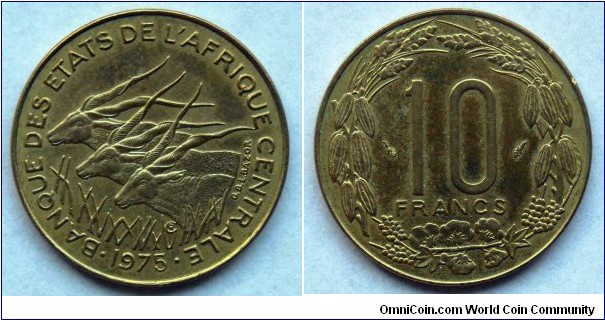 Central African States 10 francs.
1975 (II)