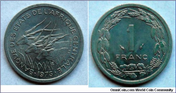 Central African States 1 franc.
1976