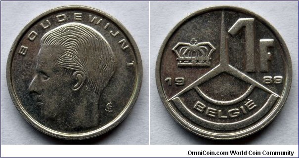 Belgium 1 franc.
1989, Belgie