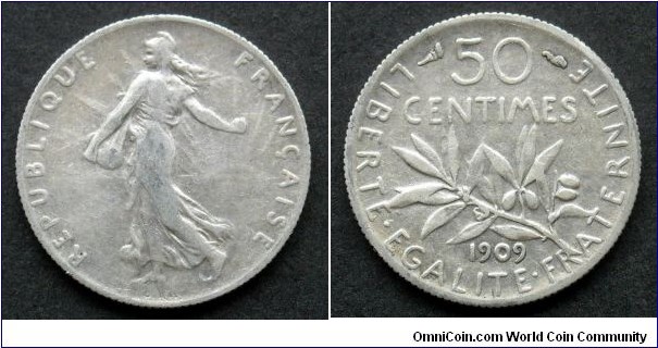France 50 centimes.
1909, Ag 835.