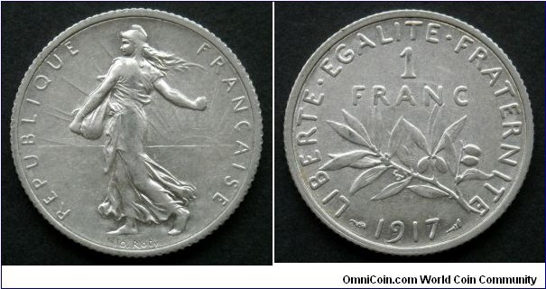 France 1 franc.
1917, Ag 835. (II)