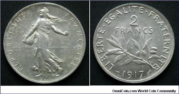 France 2 francs.
1917, Ag 835.