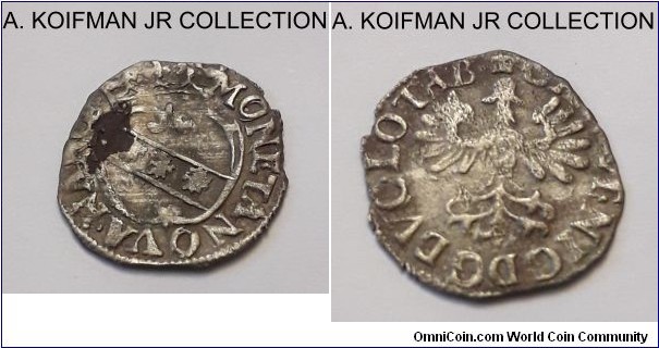 Bd# 1556, Flon# 22-24, (1624-1625) Duchy of Lorrain 1/2 groschen, Nancy; billon, 7 gr; Charles IV and Nicola, decent grade with lot of details including most of the legend.