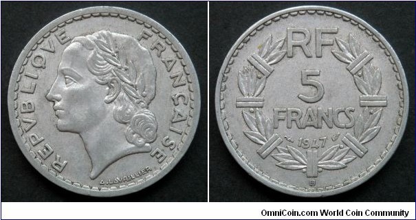 France 5 francs.
1947 B, Closed 9 in 1947.