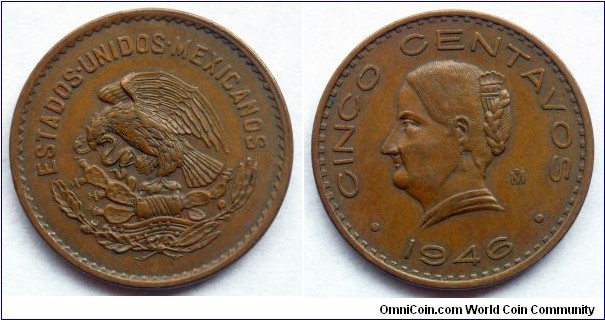Mexico 5 centavos.
1946 (II)
