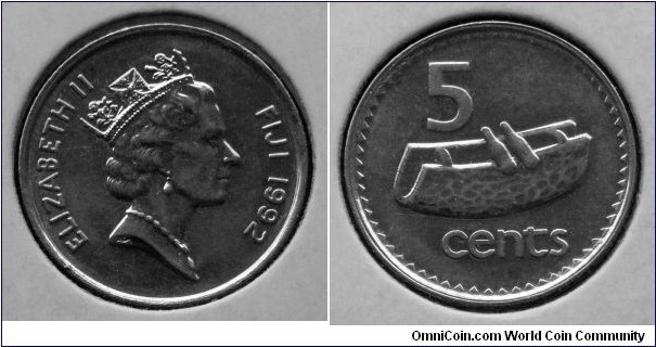 Fiji 5 cents.
1992 (II) 