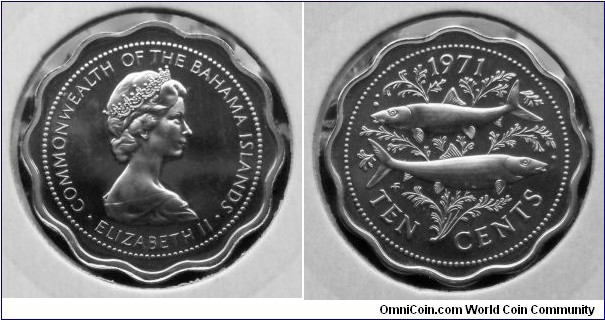 Bahamas 10 cents.
1971, Proof from Franklin Mint.
Mintage: 31.000 pcs.