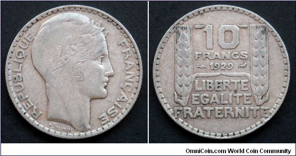 France 10 francs.
1929, Ag 680.