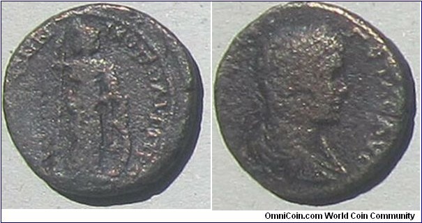 Gordian III 238–244Ad, AE27. Magistrate Modestus. VP CAB MODECTOV NIKOPOLEITWN PROC IC-TRON in right field, Athena 
standing left, holding shield and spear. AVT K M ANTW GORDIANOC, laureate, draped, cuirassed bust right. Nikopolis ad Istrum Mint.