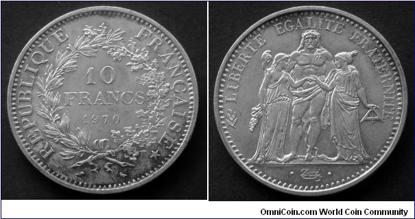 France 10 francs.
1970, Ag 900.