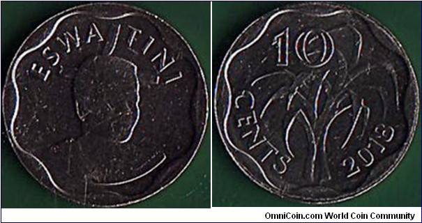 eSwatini 2018 10 Cents.

The first coin after Swaziland's name was changed to eSwatini.