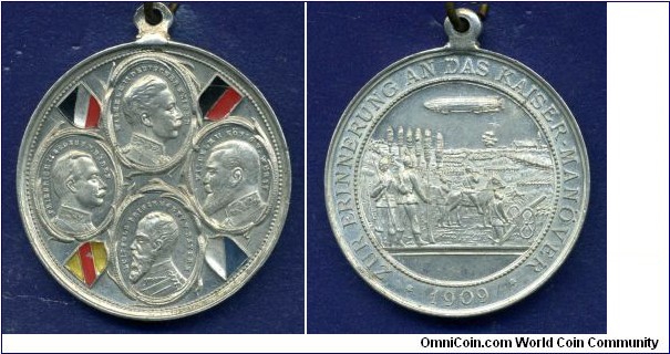 40 mm Commemorative aluminum medal in honor of the Imperial maneuvers of 1909.