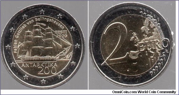 Estonia 2 Euros Discovery of Antarctic