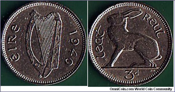 Ireland 1940 3 Pence.
