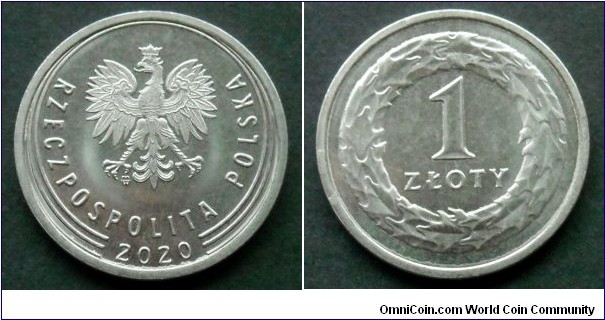 Poland 1 złoty.
2020, Copper-nickel plated steel.