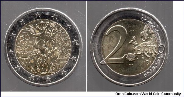 2e The 30th anniversary of the fall of the Berlin wall Mint Mark A=Berlin