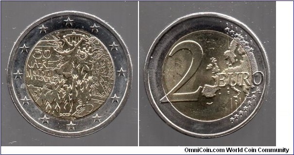 2e The 30th anniversary of the fall of the Berlin wall Mint Mark J=Hamburg