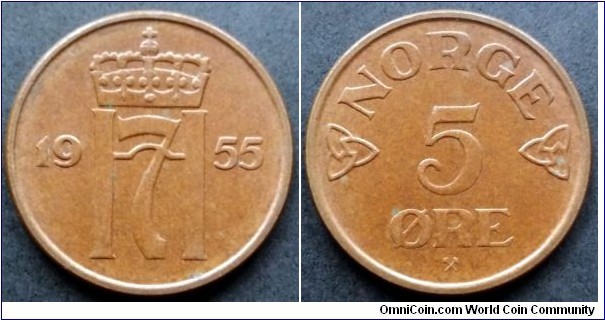 Norway 5 ore.
1955