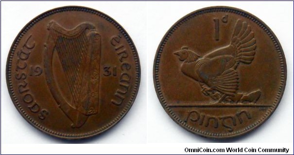 Ireland 1 penny.
1931