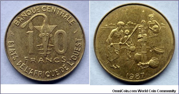 West African States 10 francs. 1987