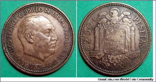 Spain 2,50 pesetas.
1953 (1954)