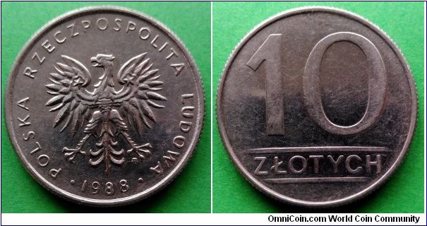 Poland 10 złotych.
1988 (II)