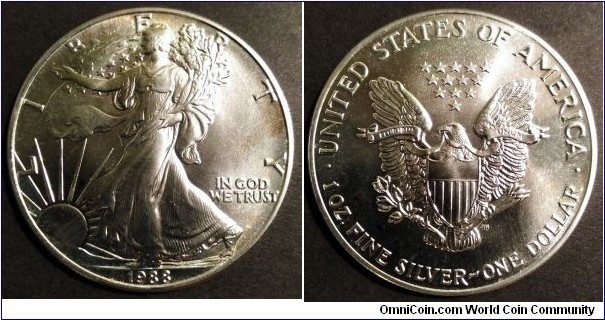 American Silver Eagle 1 dollar 1988. 1 Oz. fine silver.