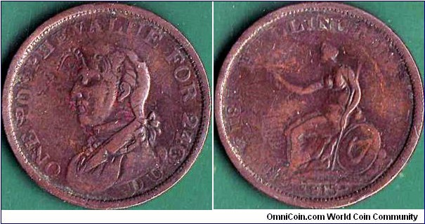 Ireland 1815 1 Penny currency token.

A very interesting overstrike.