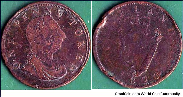 Ireland 1820 1 Penny currency token.