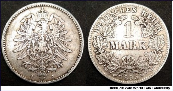 German Empire 1 mark.
1885, J - Hamburg. Ag 900.