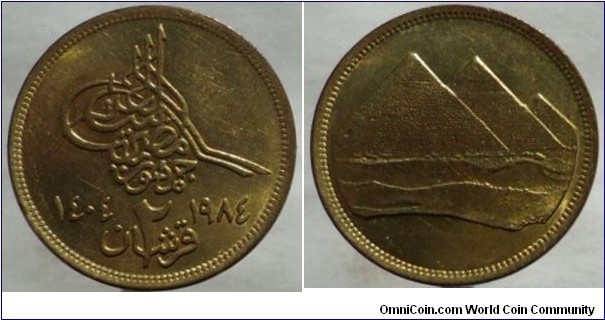 2 piastres Islamic date (١٤٠٤) left of
