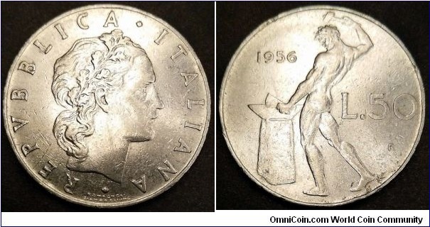 Italy 50 lire.
1956 (II)