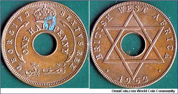 British West Africa 1952 1/2 Penny.