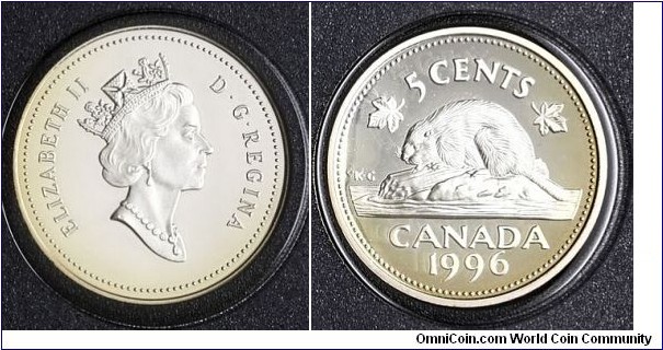 Canada 5 Cents from 1996 proof coin set.