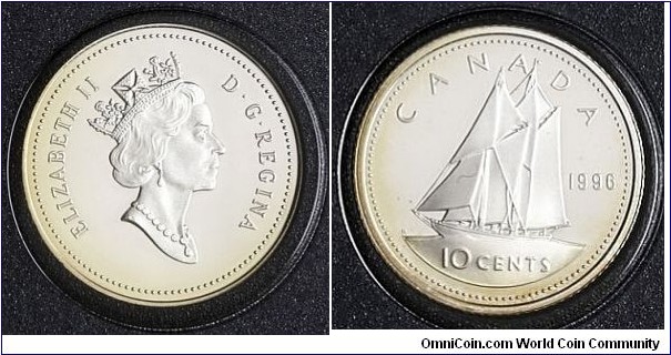 Canada 10 Cents from  1996 proof coin set.