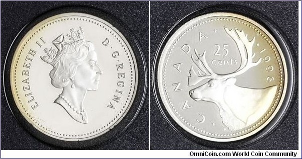 Canada 25 Cents from 1996 proof coin set.