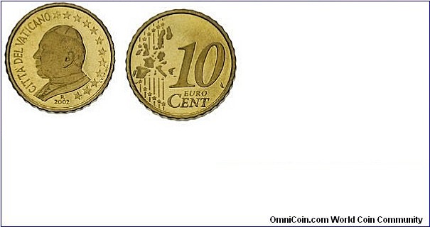 Vatican 10 Euro Cents - Pontificate of John Paul II