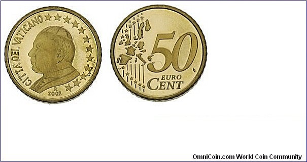 Vatican 50 Euro Cents - Pontificate of John Paul II