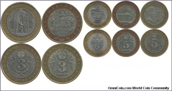 Tajikistan 3 & 5 Somoni Comm. Coins