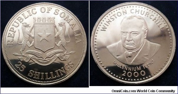 Somalia 25 shillings.
2000, Millennium Icons - Winston Churchill